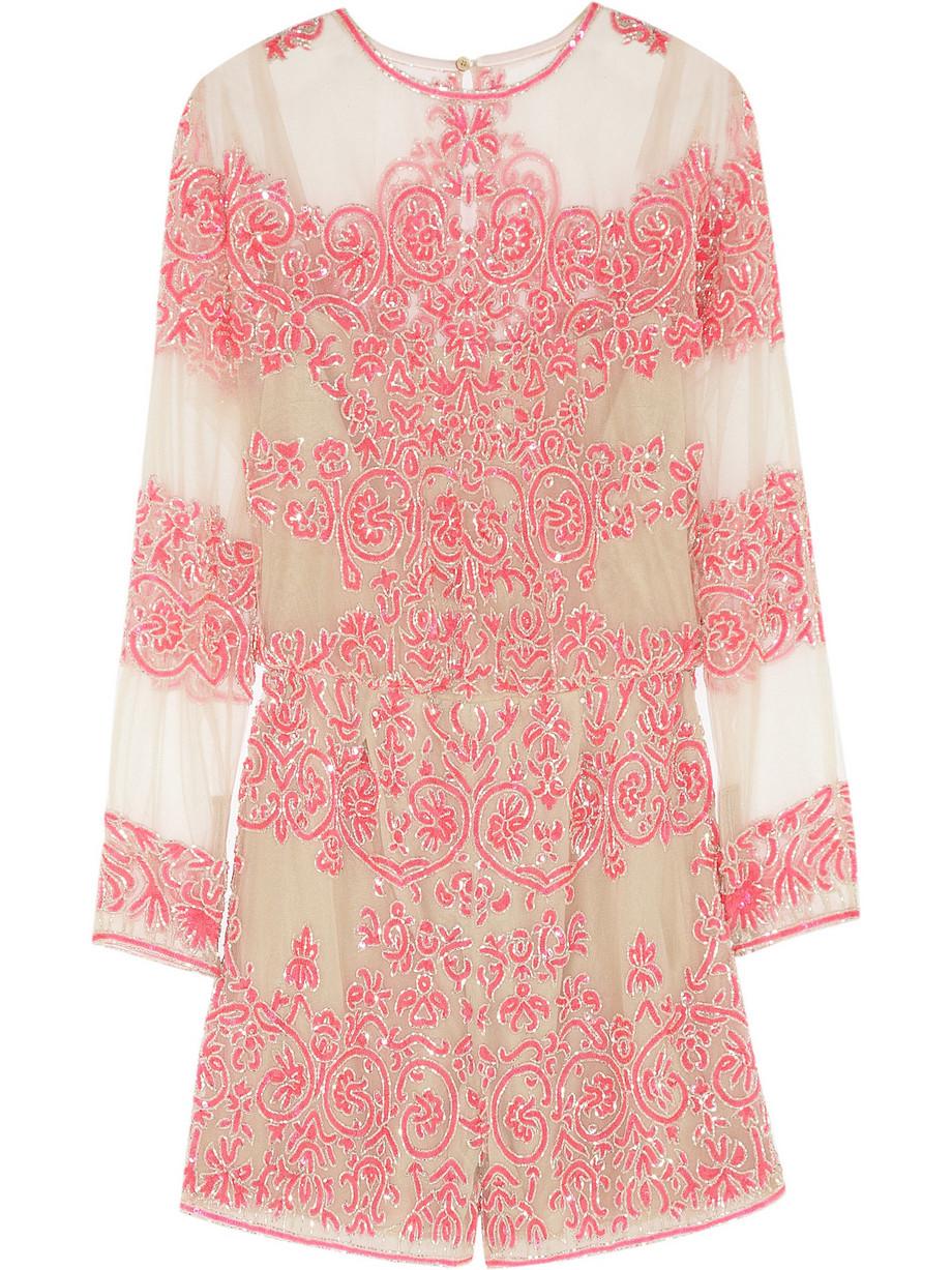 De las mujeres VALENTINO Impresionante mono de tul bordado a mano Romper Playsuit 4 XS en venta