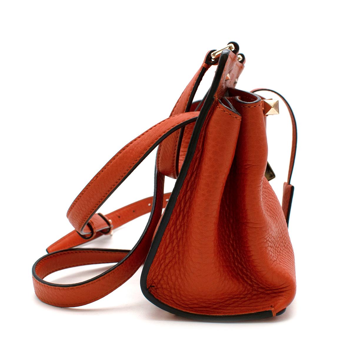 Red Valentino Brick Orange Grained Leather Shoulder Bag  For Sale