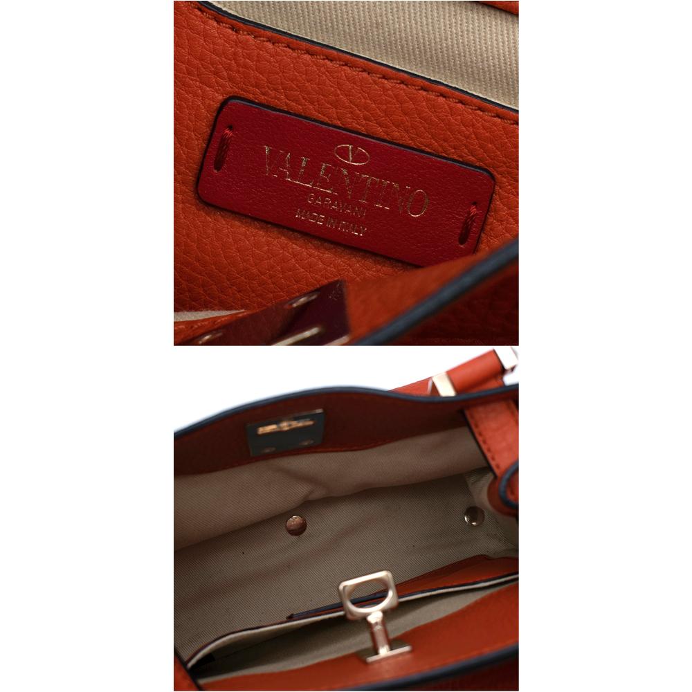 Valentino Brick Orange Grained Leather Shoulder Bag  For Sale 2