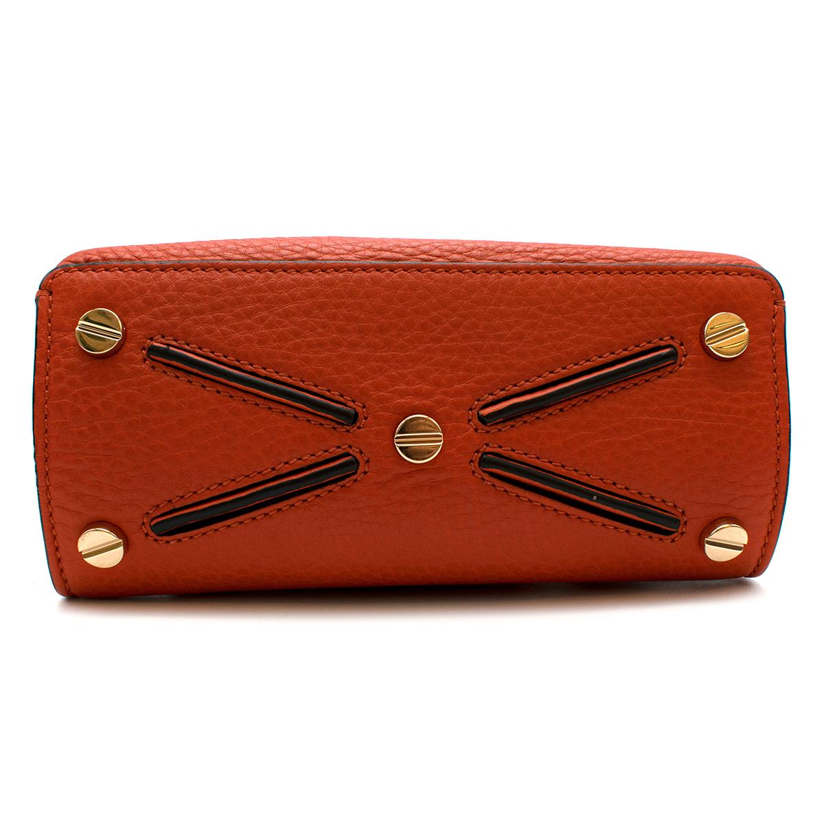 Valentino Brick Orange Grained Leather Shoulder Bag  For Sale 4