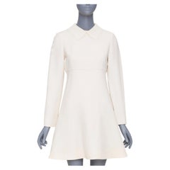 VALENTINO Bridal L'Amour ivory wool crepe silk lace collar A-line dress IT42 M