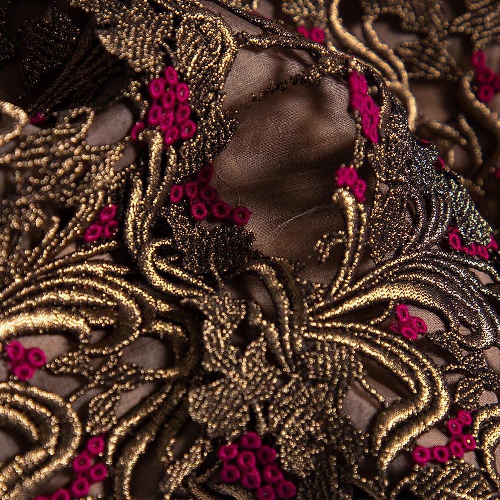 Valentino Bronze Lace Overlay Sheath Dress L For Sale 3