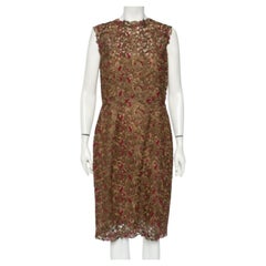 Valentino Bronze Lace Overlay Sheath Dress L