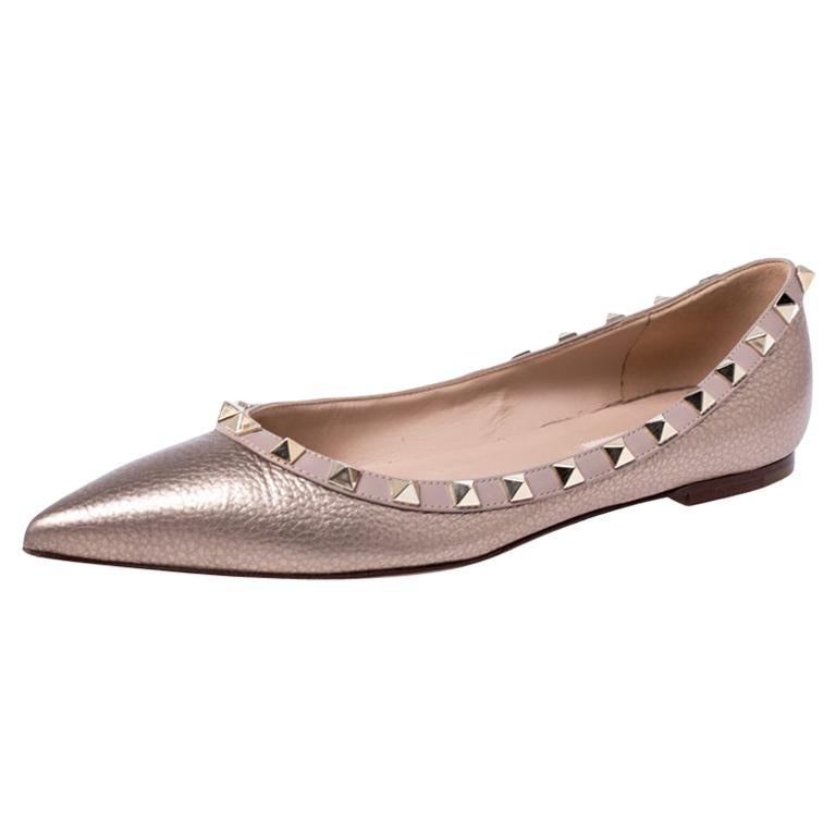 loterij zweer vlot Valentino Bronze Leather Rockstud Ballet Flats Size 37 For Sale at 1stDibs