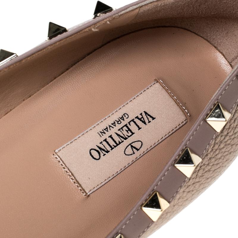 Women's Valentino Bronze Leather Rockstud Ballet Flats Size 39.5