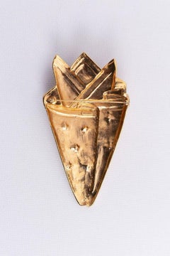 Valentino Brooch in Gilded Metal and Rhinestones