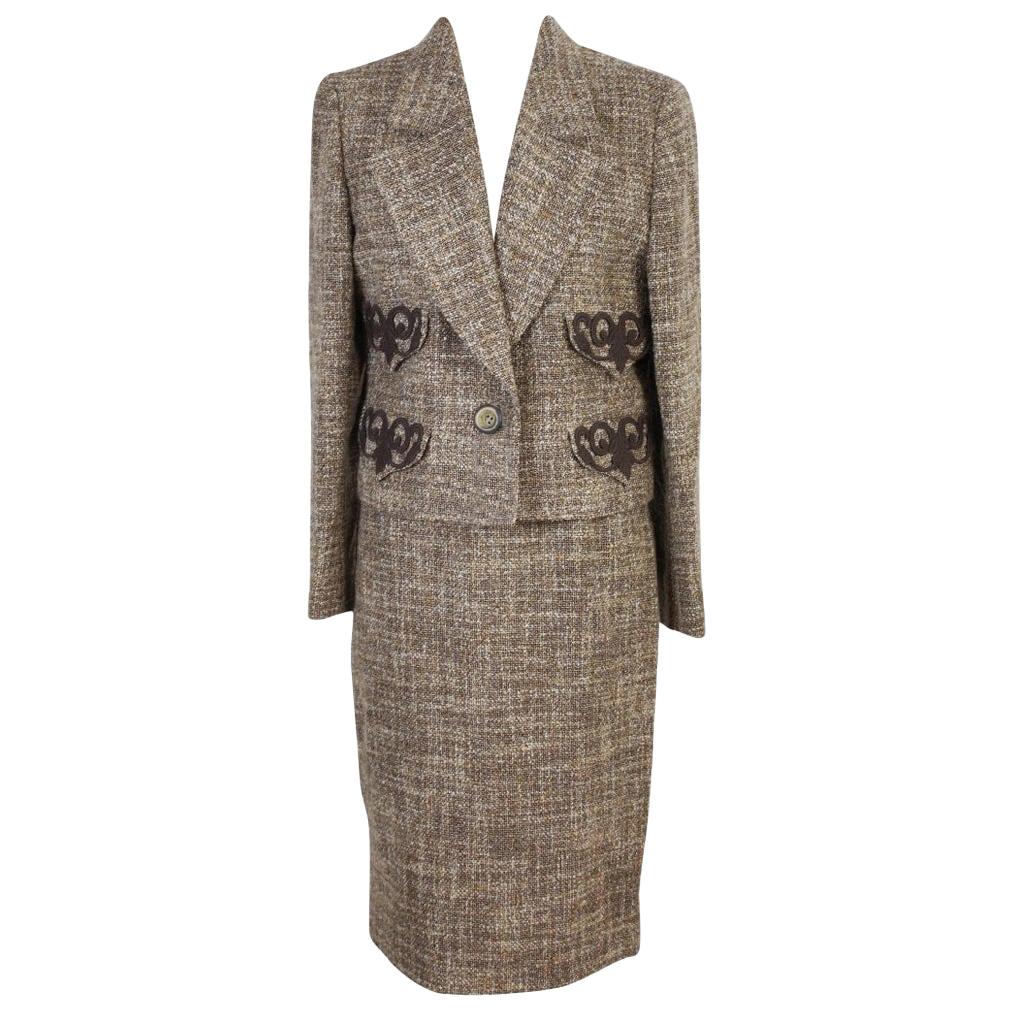 Valentino Brow Wool Classic Skirt Suit Dress 