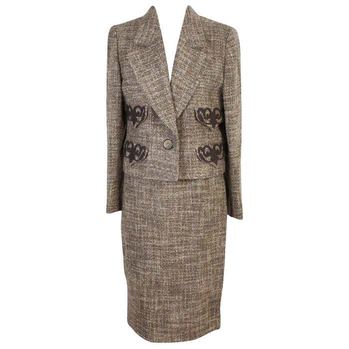 Valentino Brow Wool Classic Skirt Suit Dress For Sale at 1stDibs ...