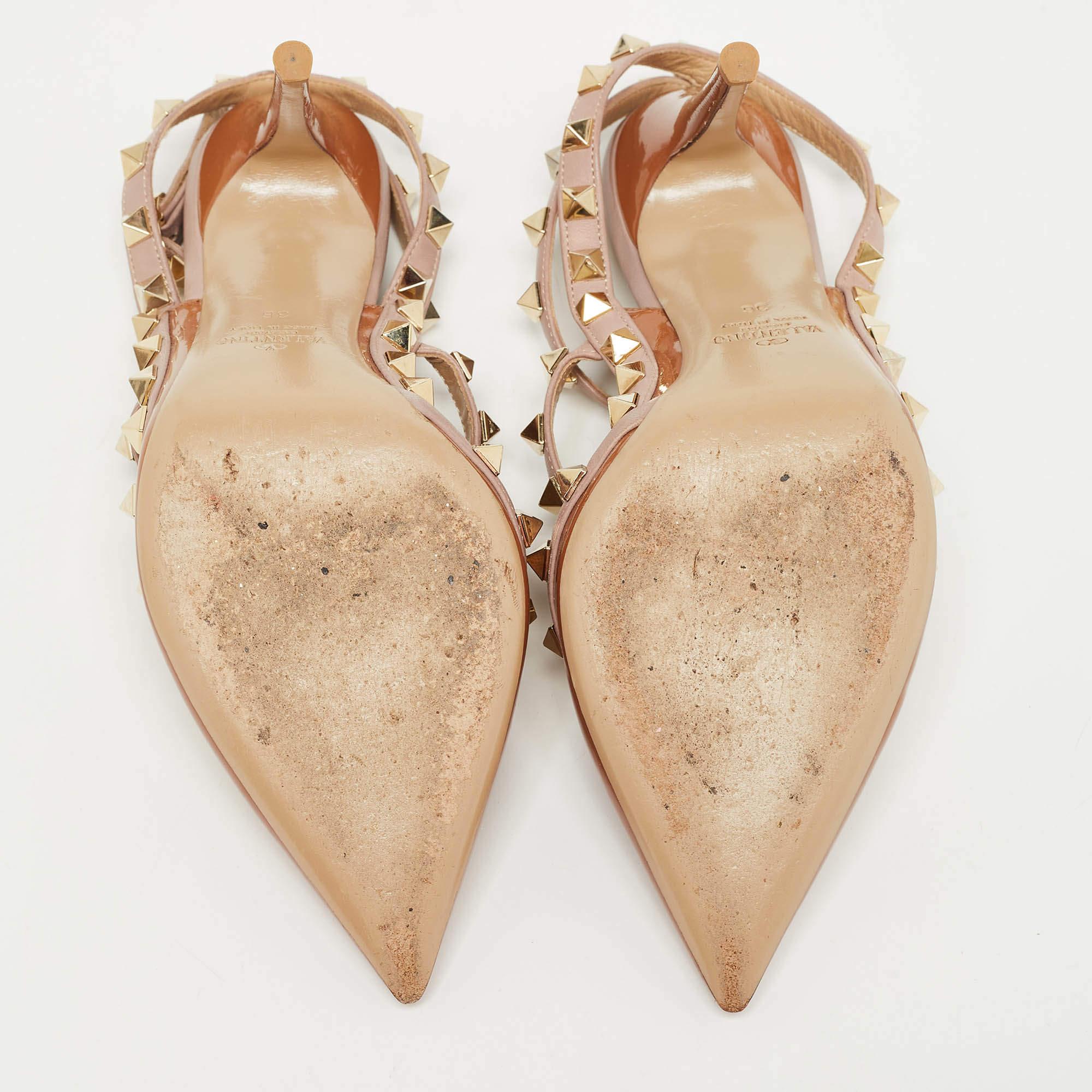 Valentino Brown/Beige Patent Rockstud Pumps Größe 36 2