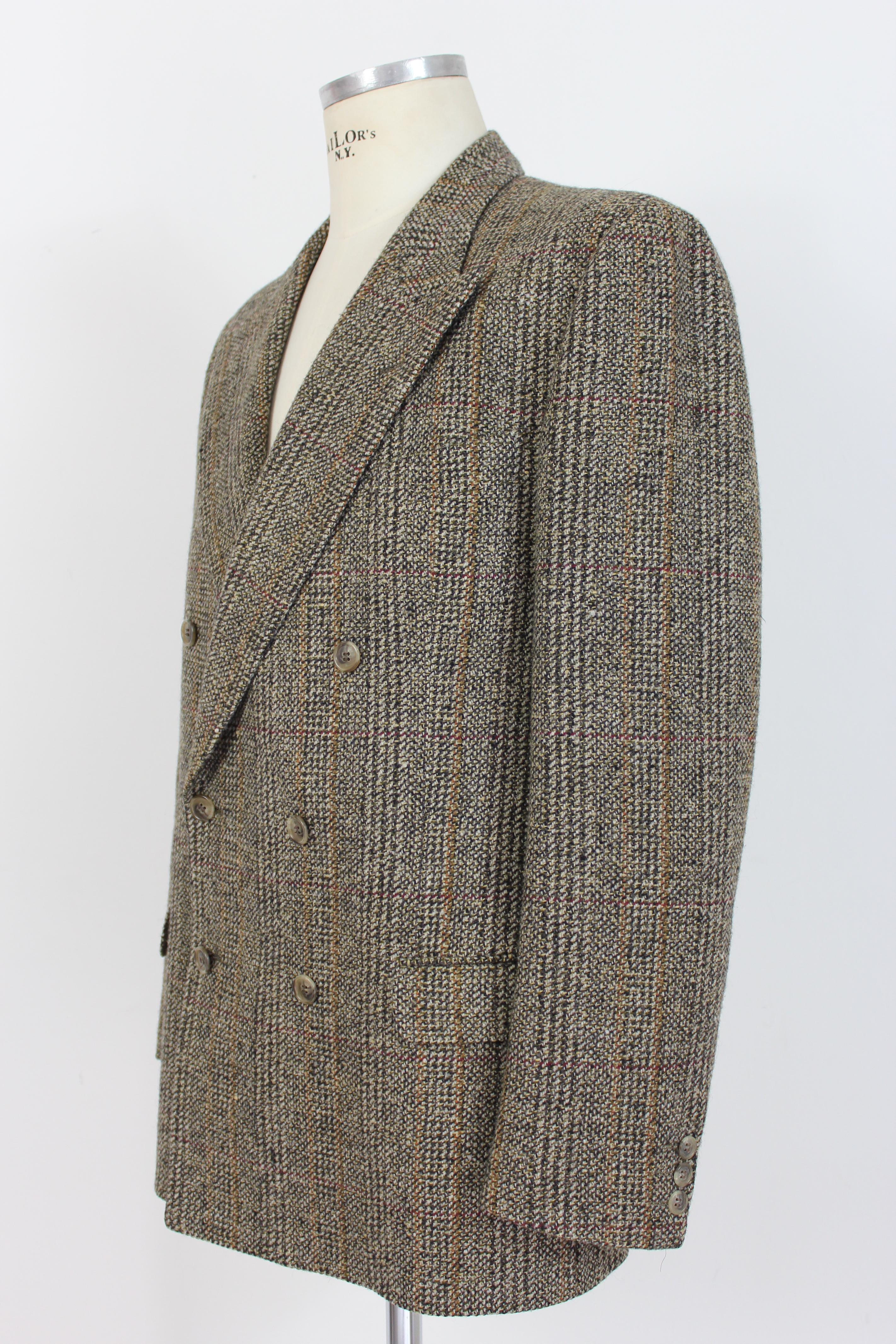 Valentino Brown Beige Wool Tweed Double Breasted Jacket In Excellent Condition In Brindisi, Bt