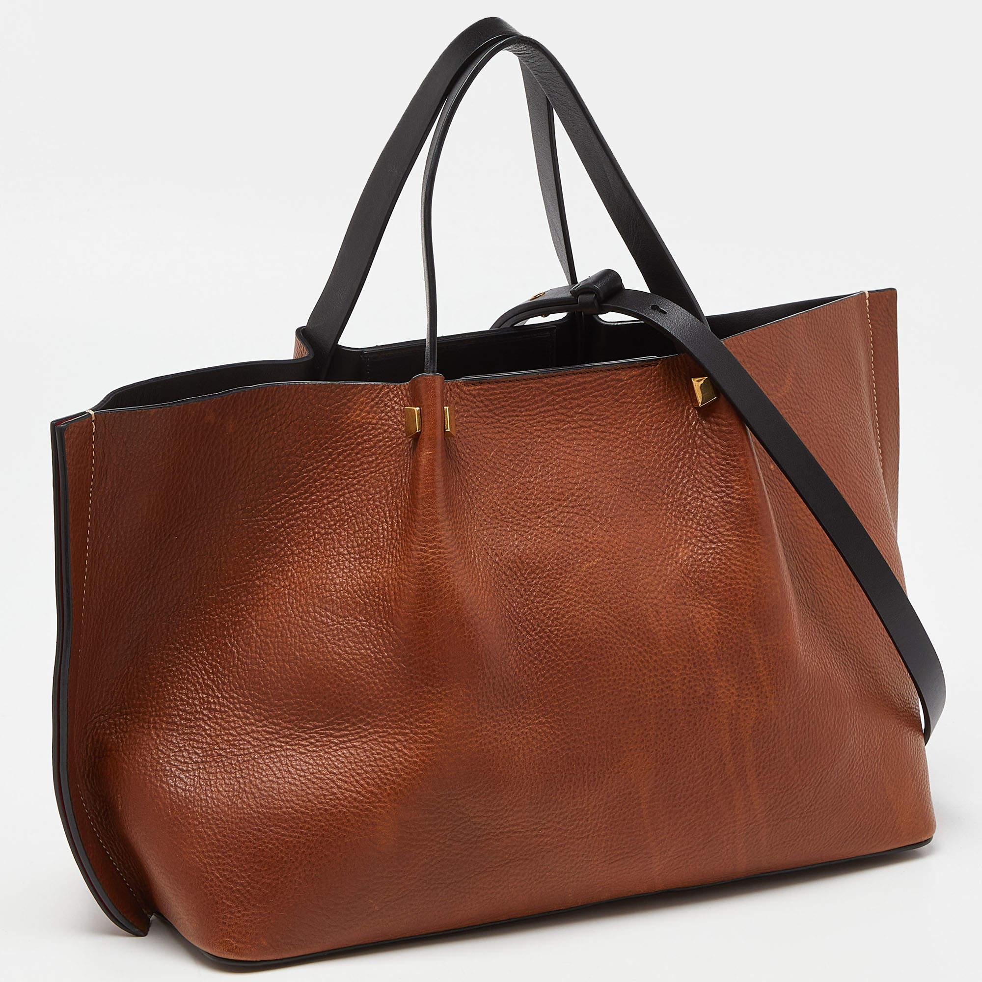 Valentino Tote media VLOGO Escape in pelle marrone/nera in vendita 4
