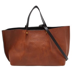 Valentino Brown/Black Leather Medium VLOGO Escape Tote