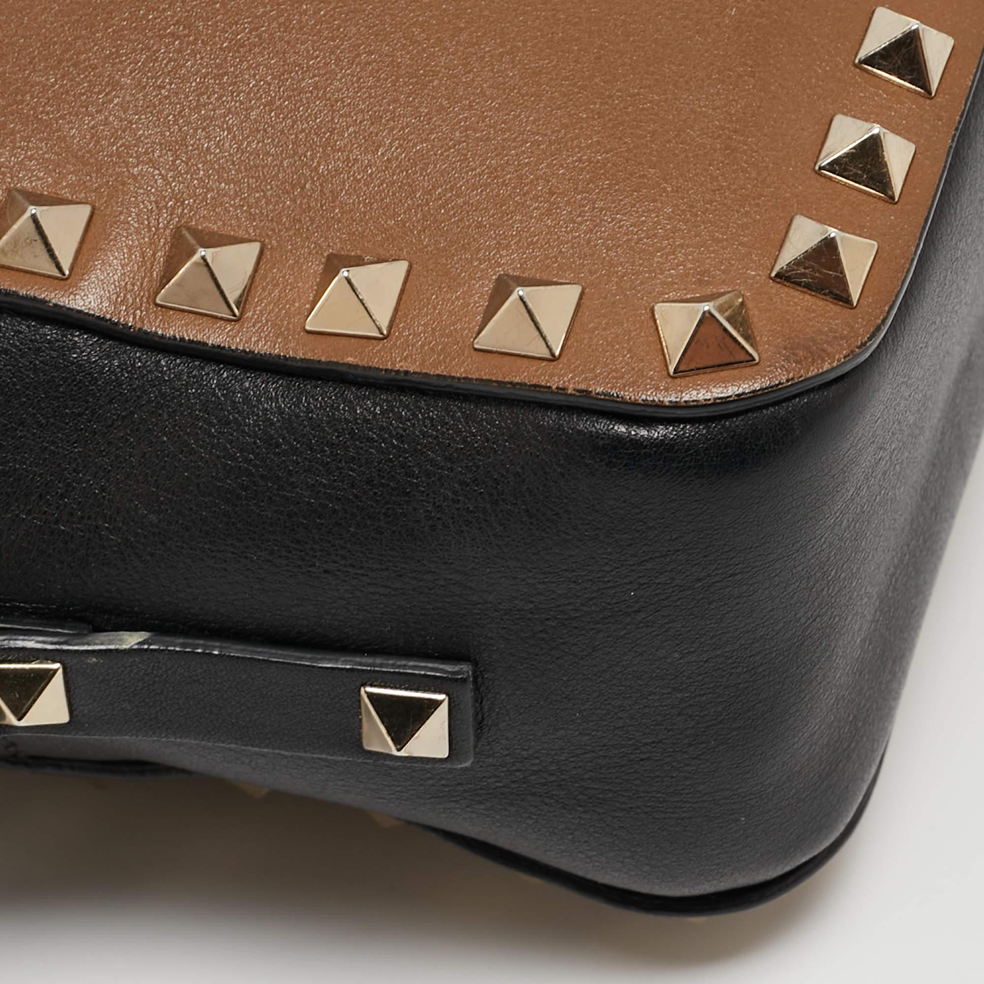 Valentino Brown/Black Leather Rockstud Crossbody Bag 10