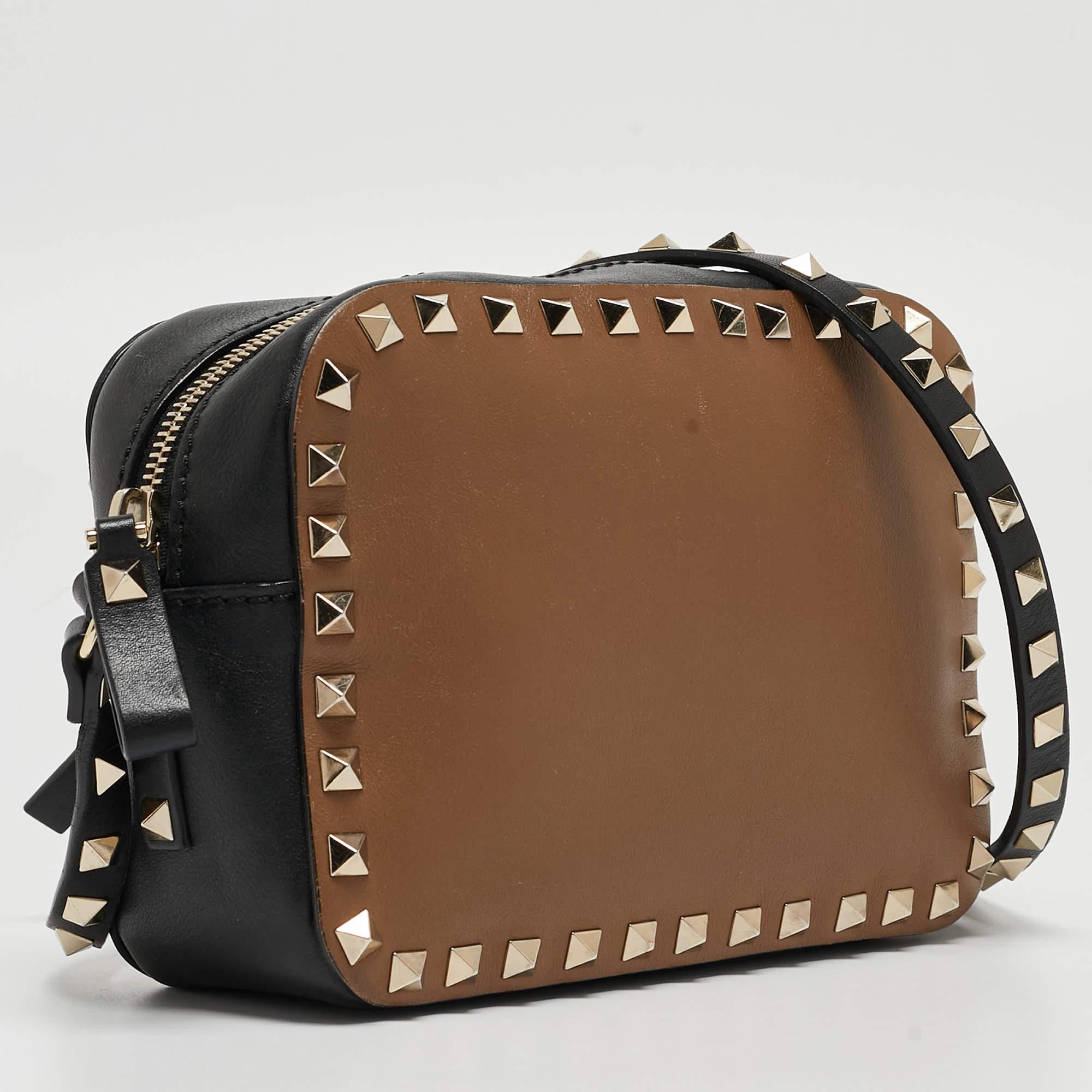 Valentino Brown/Black Leather Rockstud Crossbody Bag 5