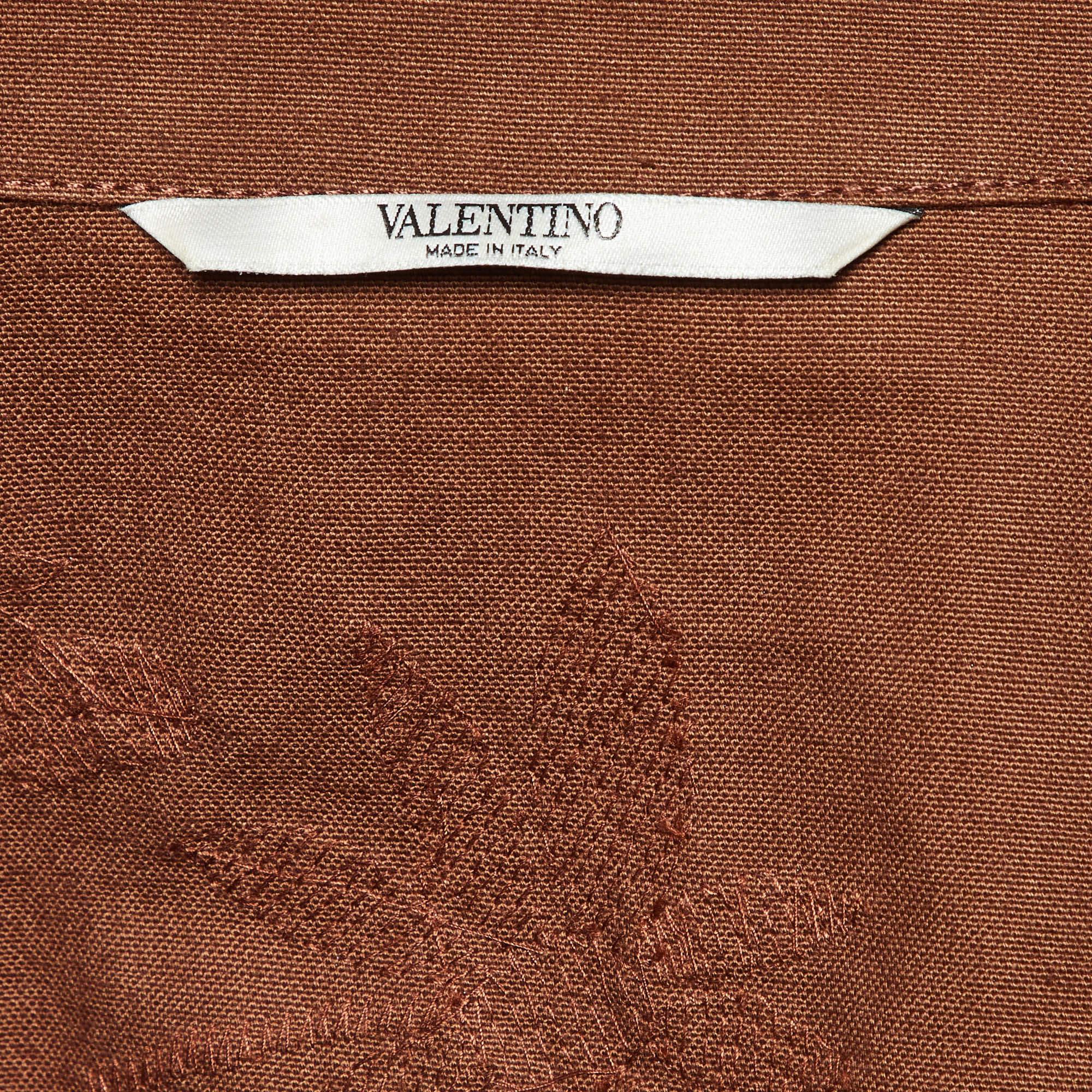 Valentino Giacca Blouson in cotone marrone impreziosita da perline S In condizioni ottime in vendita a Dubai, Al Qouz 2