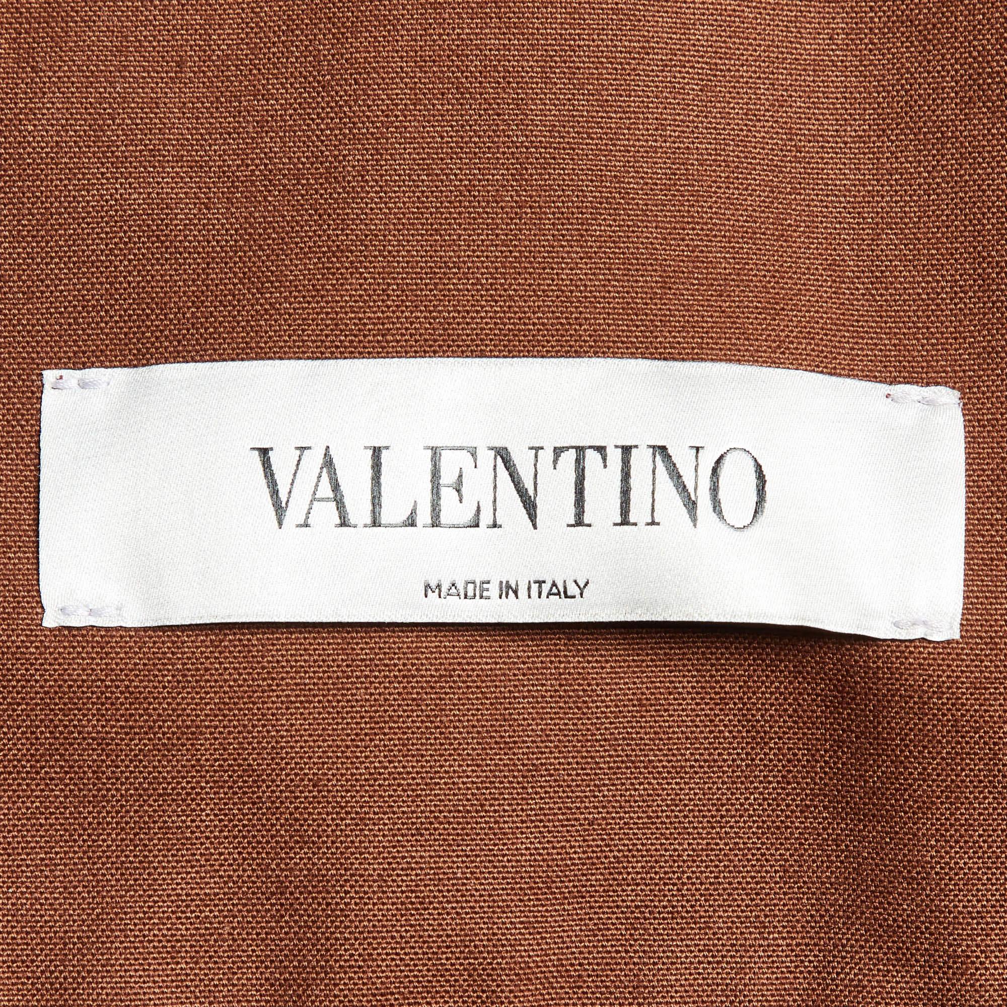 Uomo Valentino Giacca Blouson in cotone marrone impreziosita da perline S in vendita
