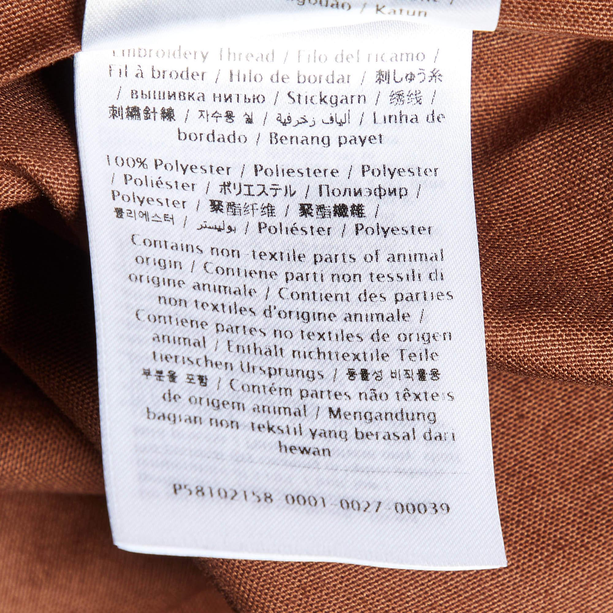 Valentino Giacca Blouson in cotone marrone impreziosita da perline S in vendita 2