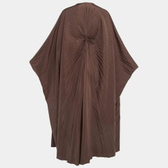 Valentino Brown Cotton Blend Micro Faille Plisse Dress S