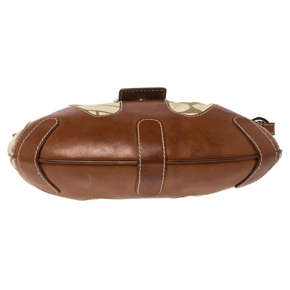 Valentino Hobo aus braunem/cremefarbenem Canvas und Leder Damen
