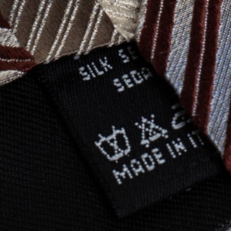 Gray Valentino Brown Diagonal Striped Traditional Silk Tie For Sale