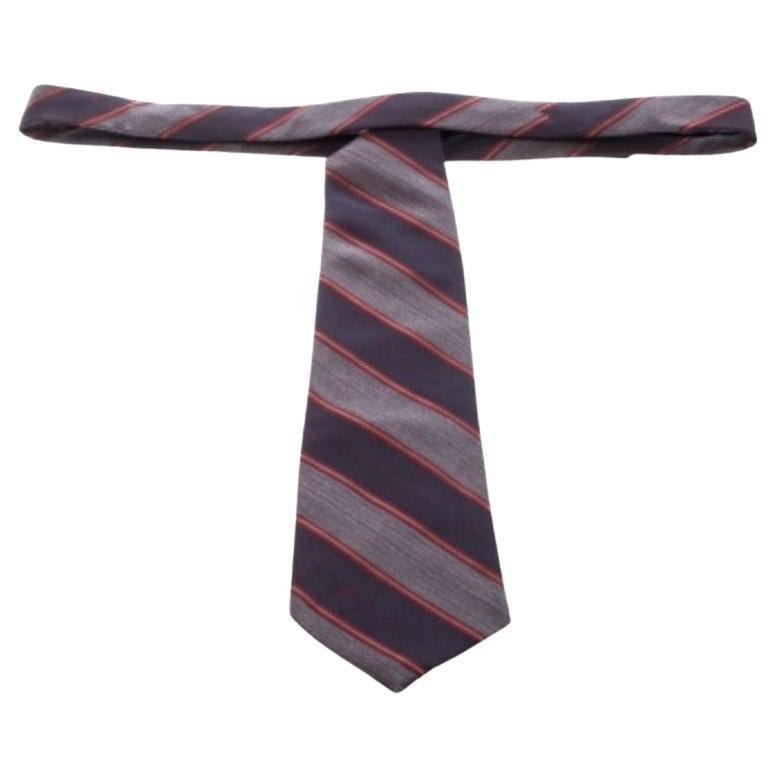 Corbata de seda tradicional de rayas diagonales marrón Valentino en venta