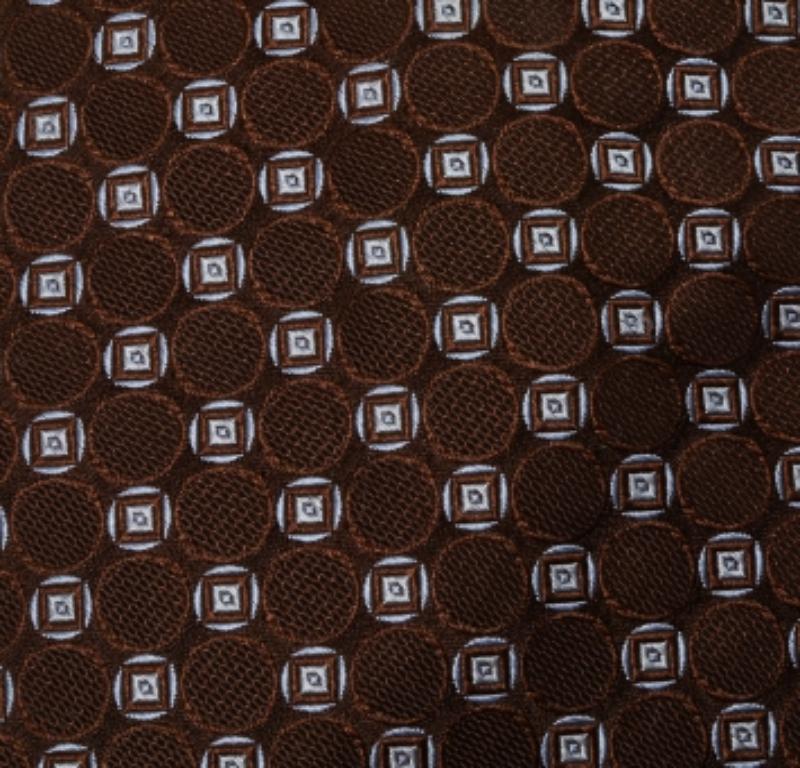 Valentino Brown Geometric Motif Jacquard Silk Tie In Good Condition For Sale In Dubai, Al Qouz 2