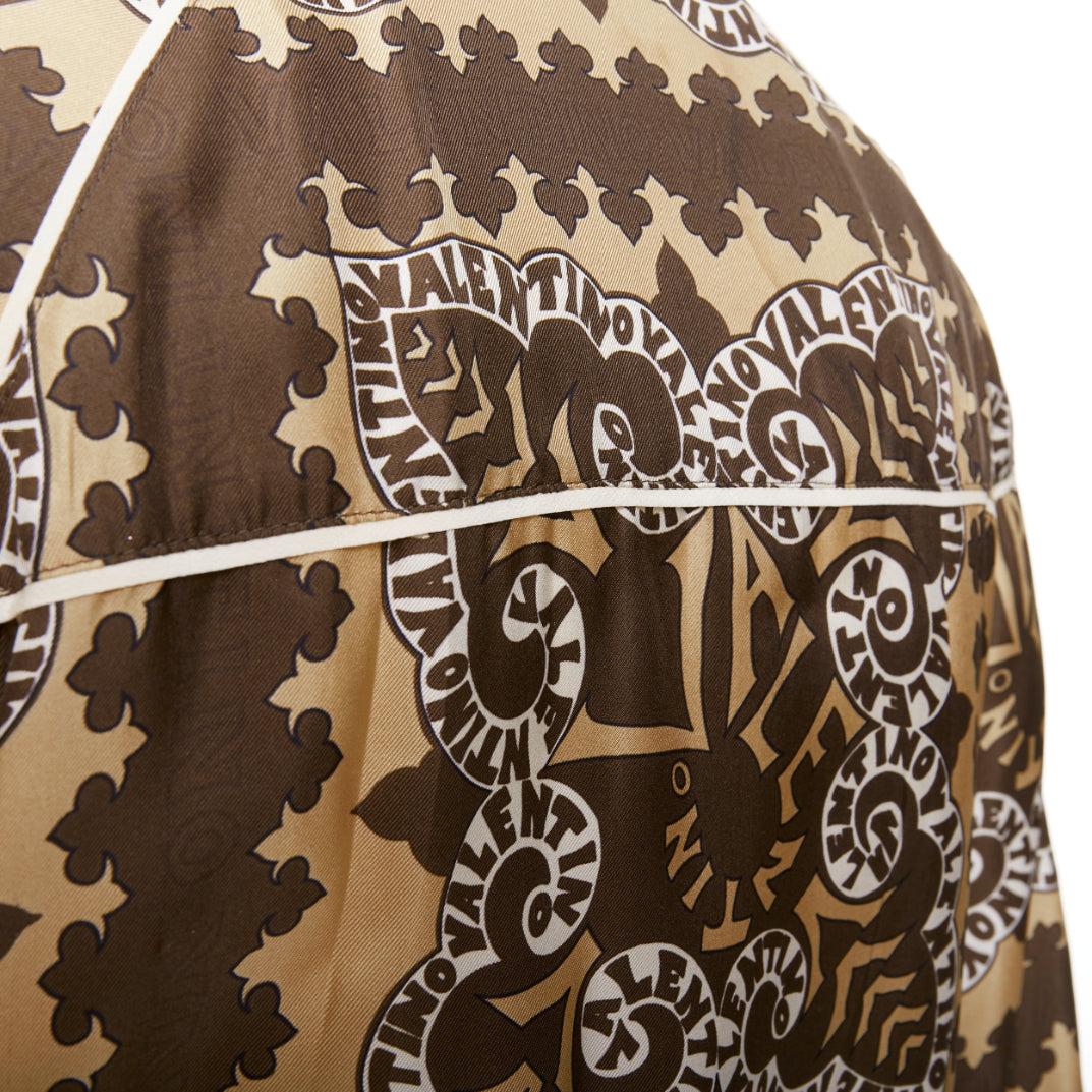 Valentino, giacca da ginnastica con sciarpa stampata in 100% seta, colore marrone, IT38 XS in vendita 4