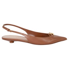 VALENTINO brown leather 2024 MOON VLOGO Slingback Flats Shoes 39