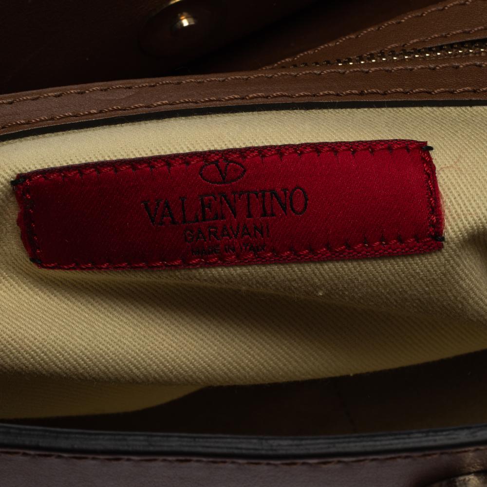 VALENTINO Brown Leather And Calf Hair Animal Print Aphrodite Bow Bag at ...