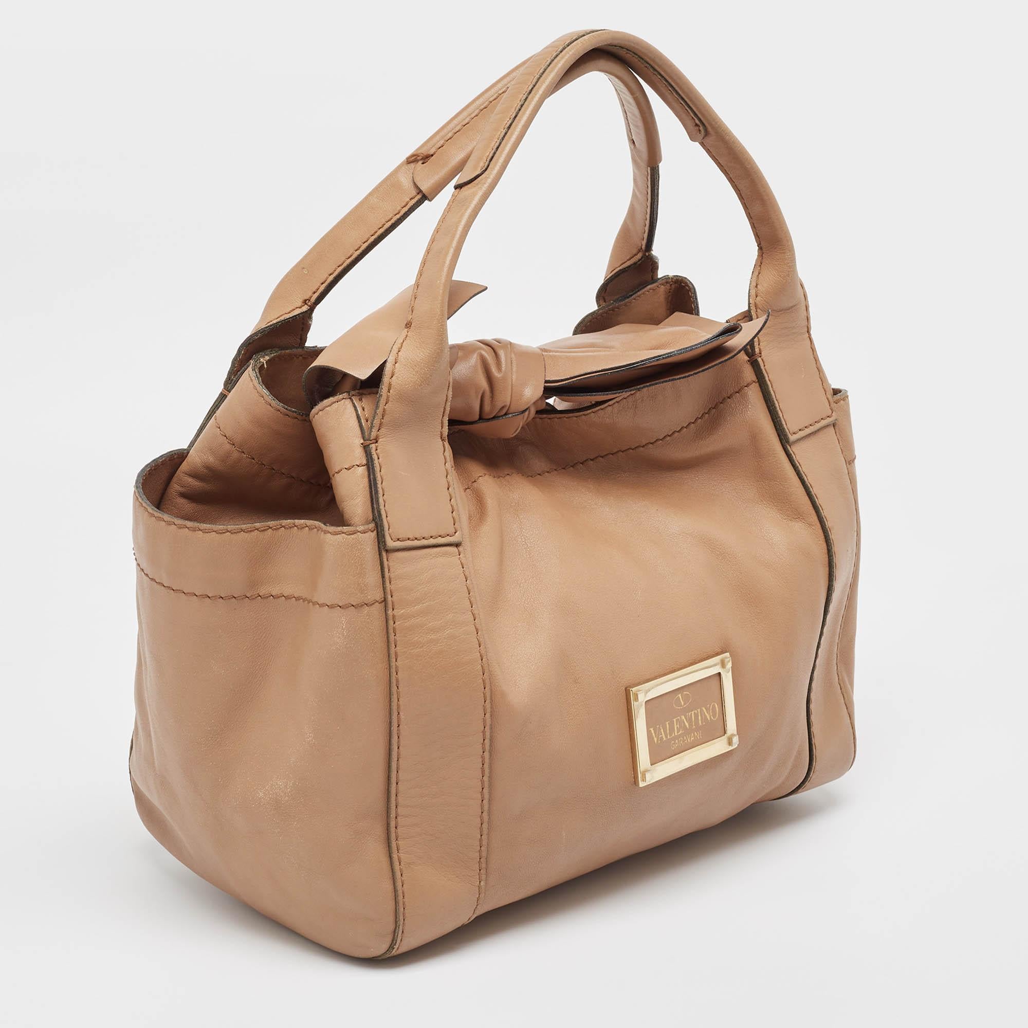 Valentino Brown Leather Bow Hobo For Sale 9