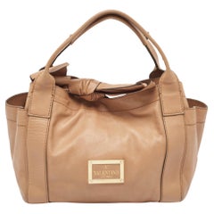 Used Valentino Brown Leather Bow Hobo