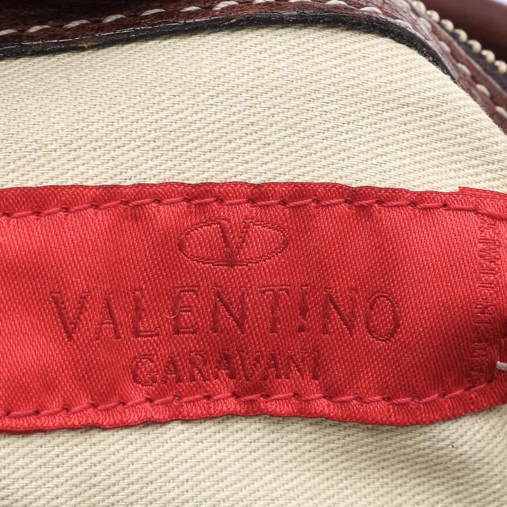Valentino Braune Leder-Umhängetasche mit geflochtenem Henkel im Angebot 5