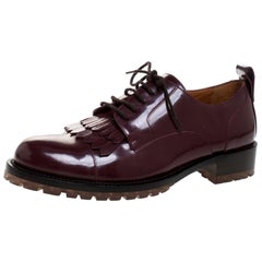 Valentino Brown Leather Fringe Detail Derby Size 37