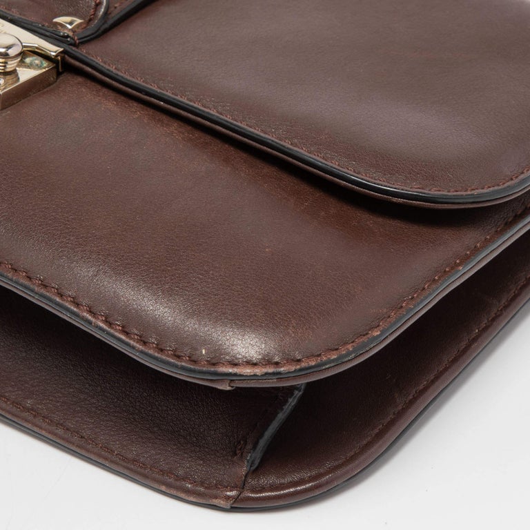 Valentino Women's Rockstud Leather Shoulder Bag Brown
