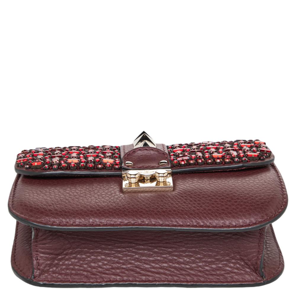 Valentino Brown Leather Mini Glam Lock Shoulder Bag 1