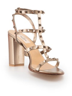 Valentino Brown Leder Rockstud 90 Sandalen Größe IT 40.5