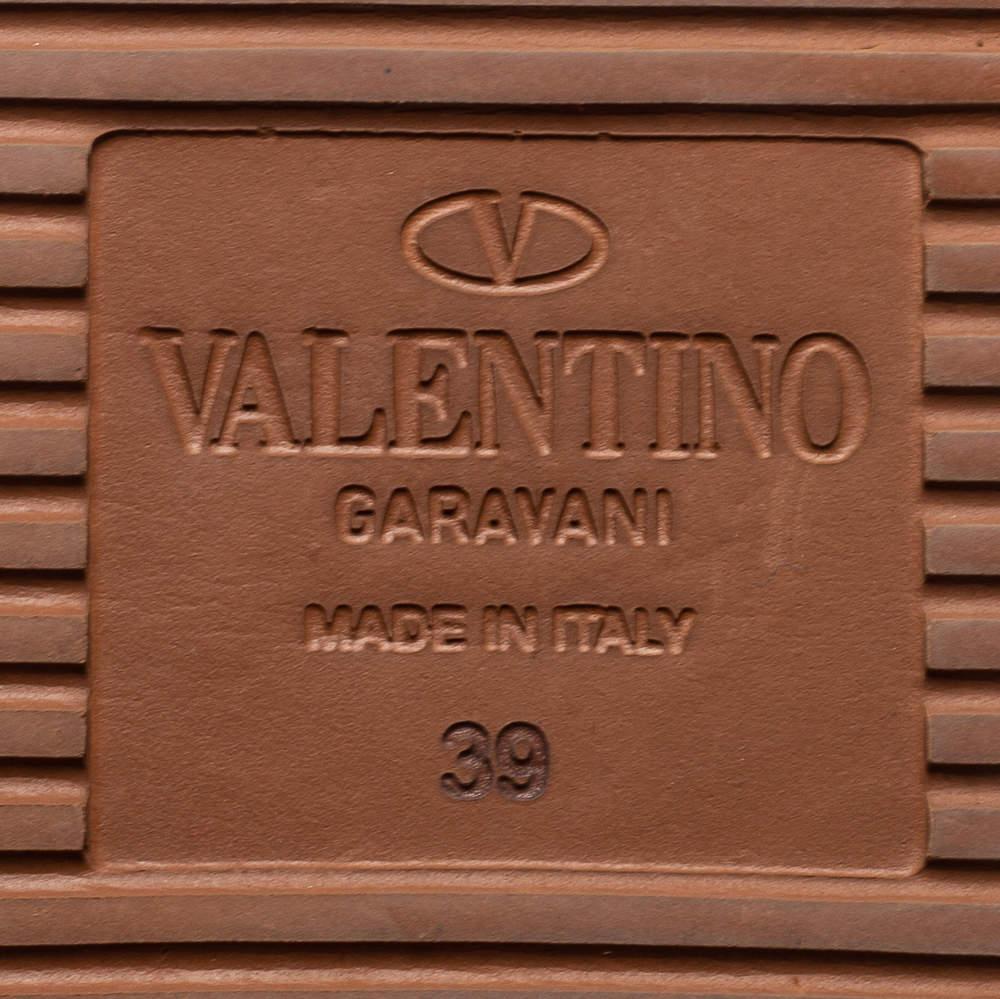 Valentino Brown Leather Rockstud Flat Slides Size 39 2