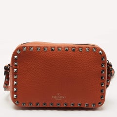 Valentino Braun Leder Rockstud Tasche Kamera Crossbody Tasche