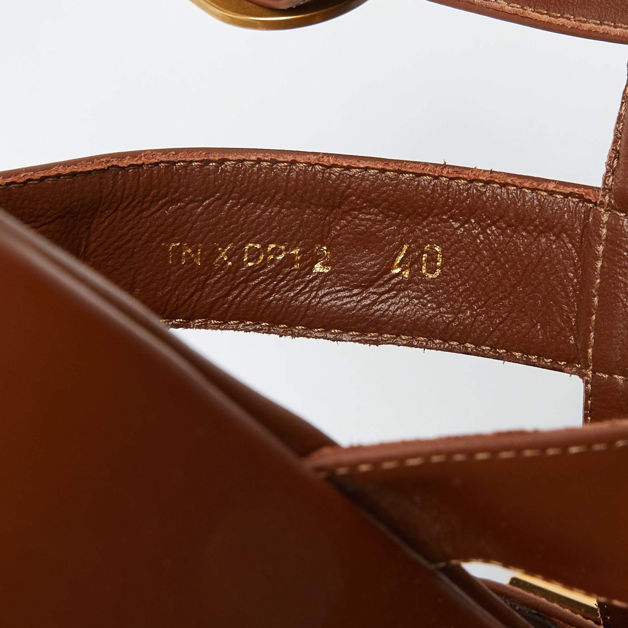 Valentino Brown Leather Roman Stud Strappy Flat Slides Size 40 4