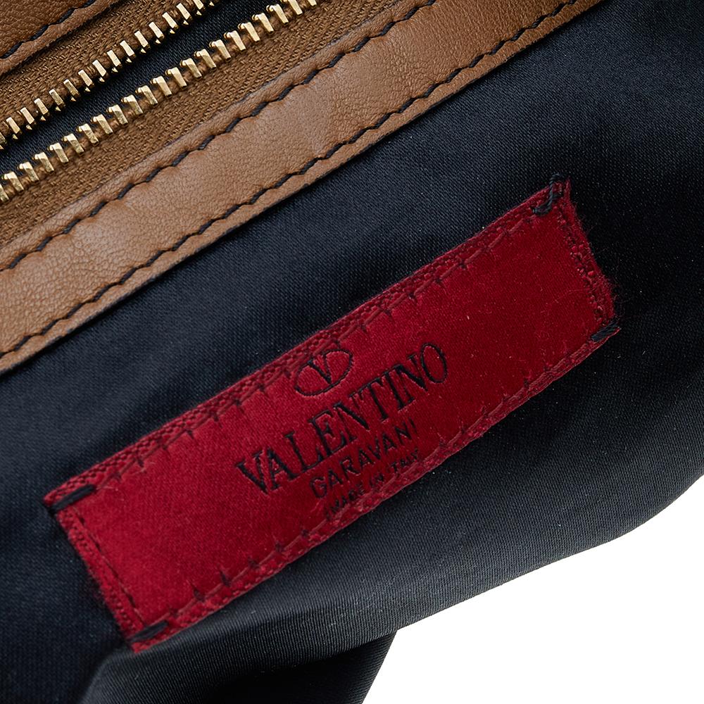 Valentino Brown Leather Rose Petale Hobo 2