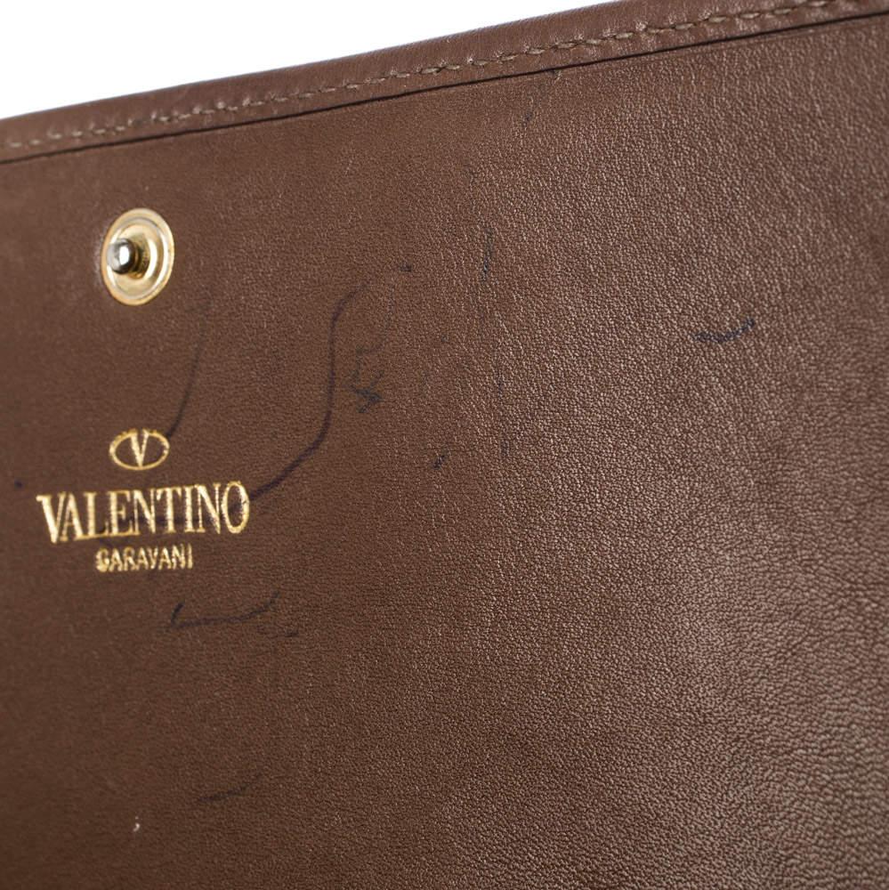 Valentino Brown Leather V Ring Flap Continental Wallet 5