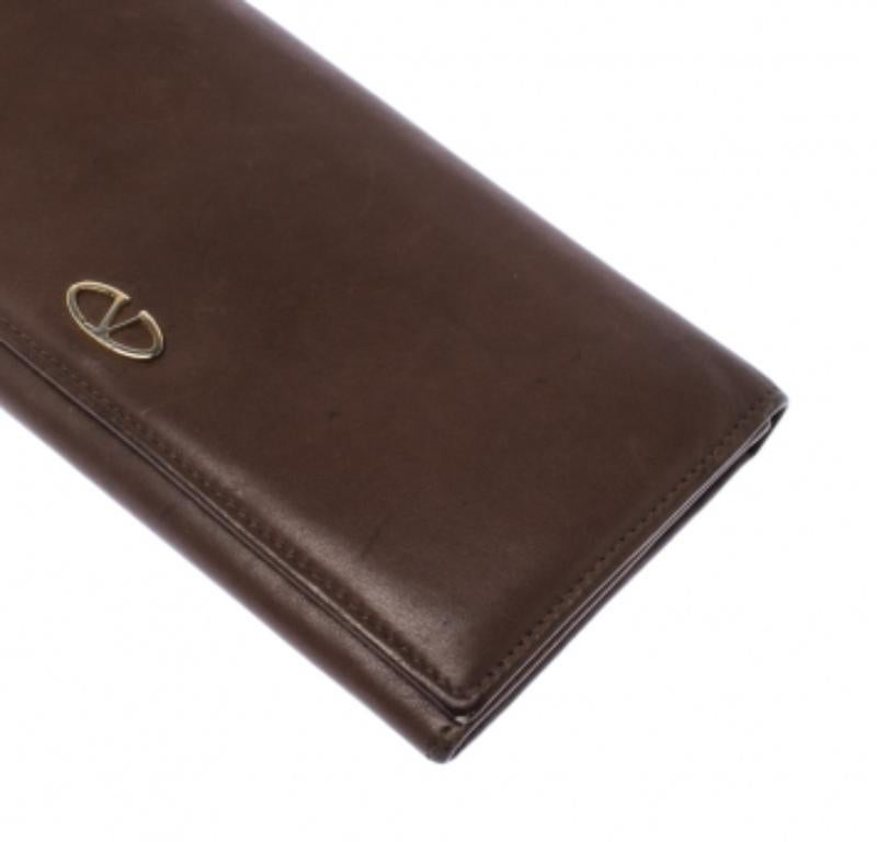 Valentino Leather Brown V.I.I.I. Continental Wallet en vente 1