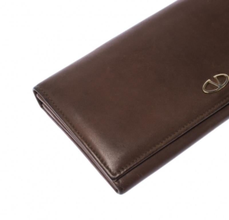 Valentino Leather Brown V.I.I.I. Continental Wallet en vente 2