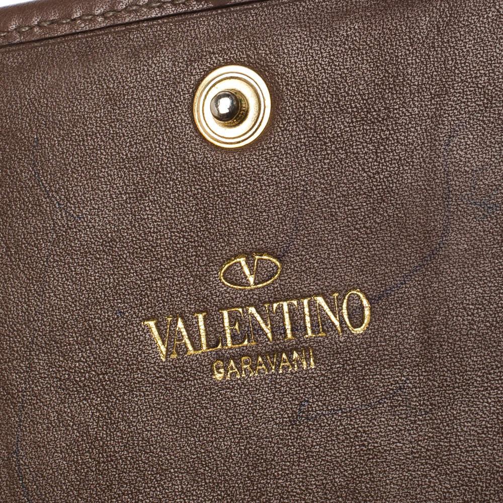 Valentino Brown Leather V Ring Flap Continental Wallet 4