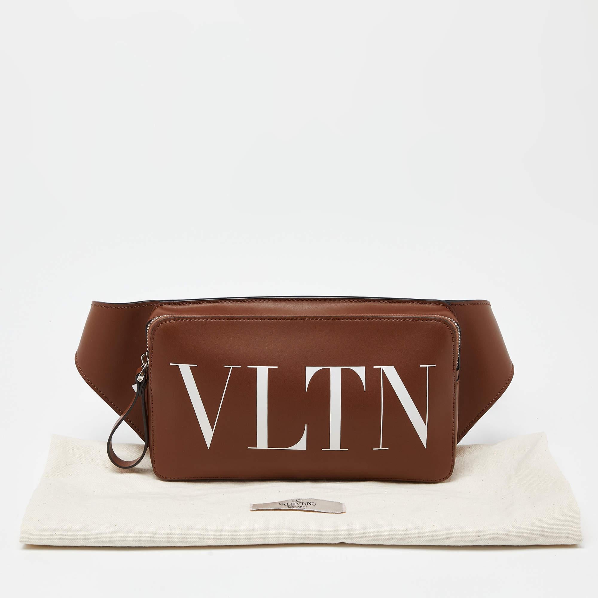 Valentino Brown Leather VLTN Belt Bag For Sale 7