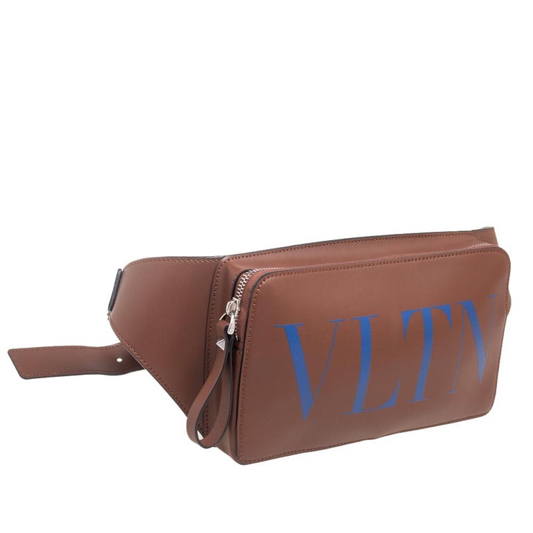 Valentino Brown Leather VLTN Belt Bag For Sale at 1stDibs
