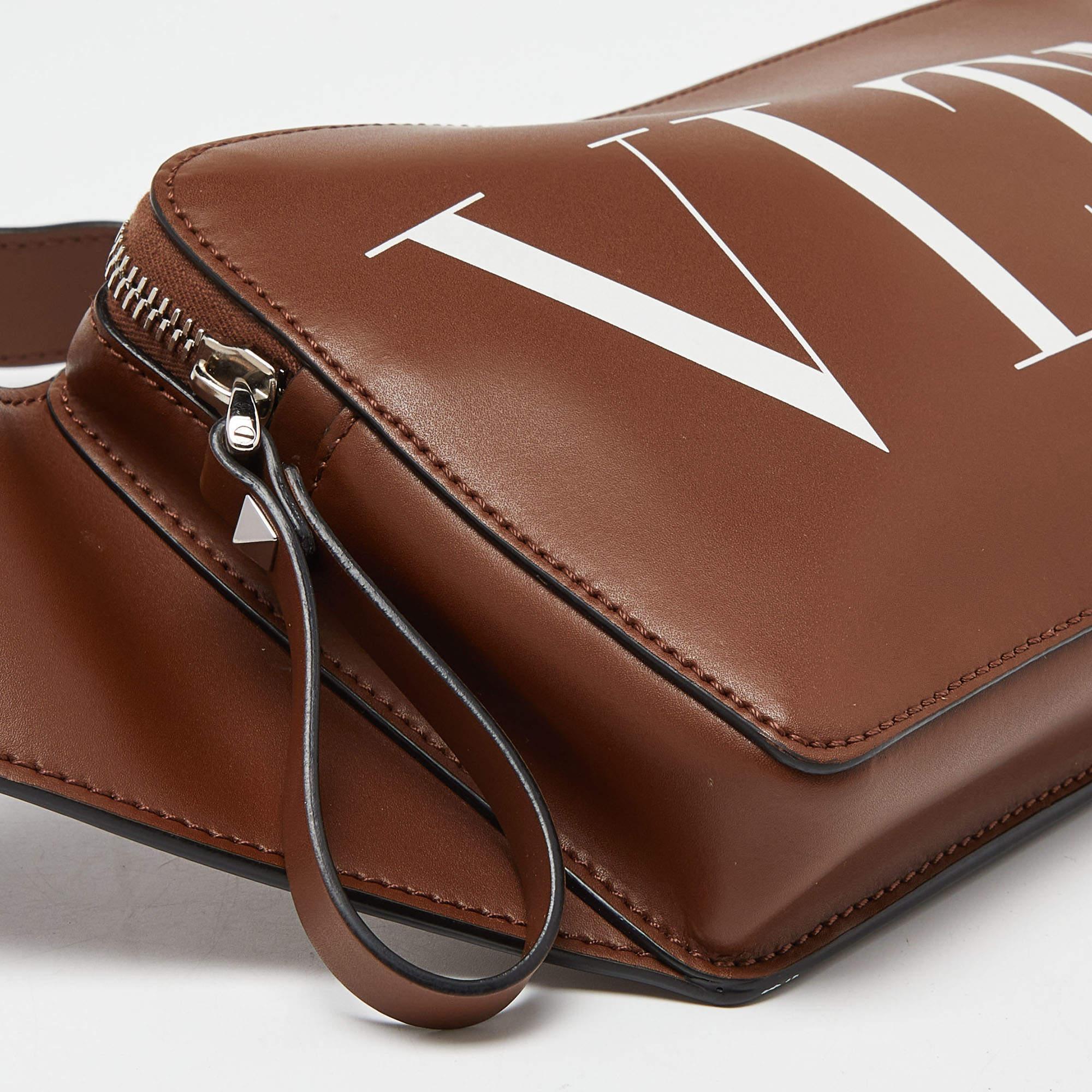 Valentino Brown Leather VLTN Belt Bag For Sale 5