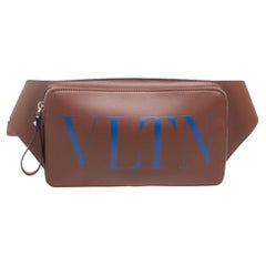 Valentino Brown Leather VLTN Belt Bag