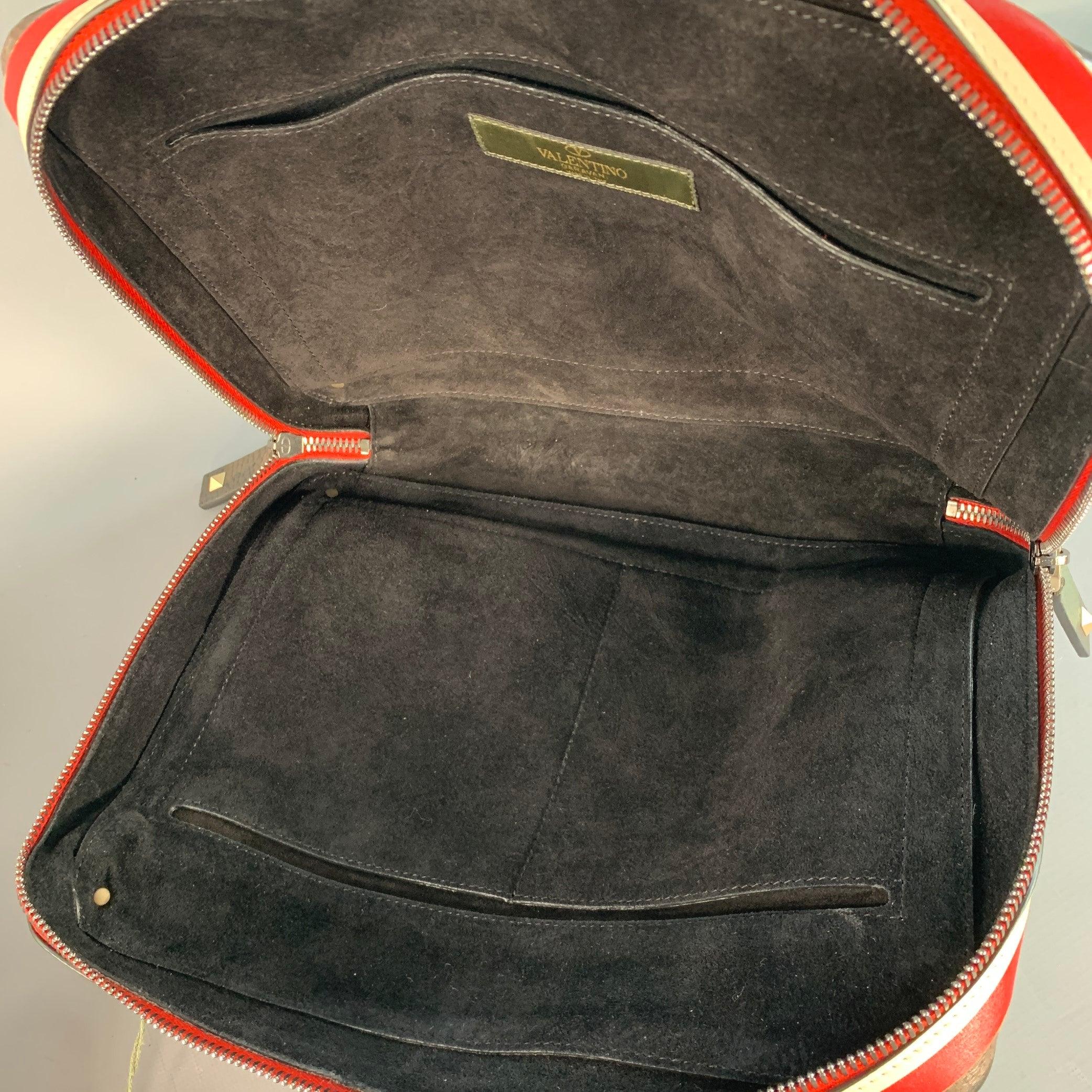 VALENTINO  Brown Olive Camoflage Ombre Leather Zip Up Clutch For Sale 1