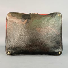 VALENTINO  Braun Oliv Camoflage Ombre Leder Zip Up Clutch